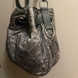 Dior 2007 cannage small nylon and leather drawstring bag